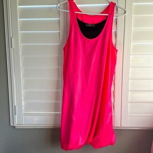 Hot pink bubble bottom mini dress